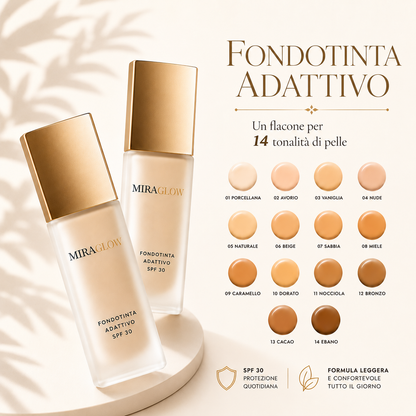 MIRAGLOW™ Fondotinta Adattivo SPF 30 | Effetto Seconda Pelle & Luminosità Naturale
